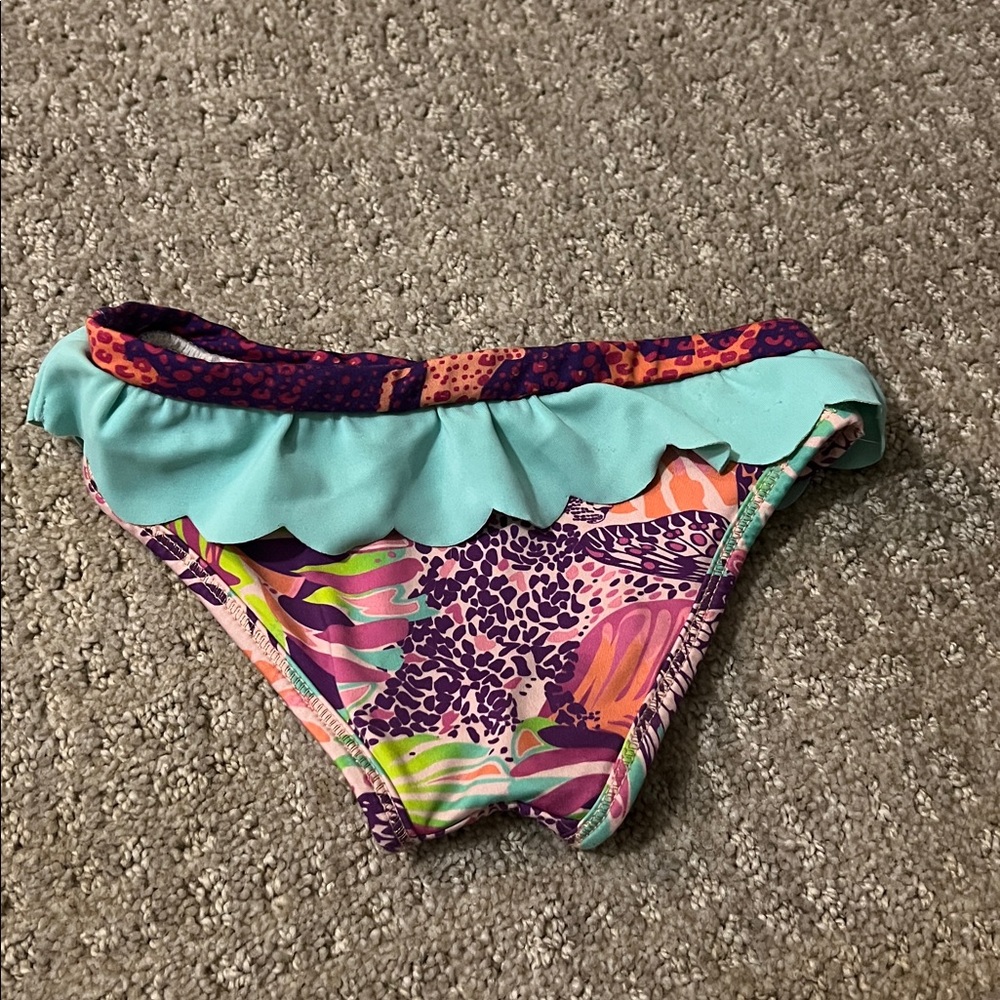 Multicolor Ruffled Girls Swim Bottoms - Picture 2 of 4